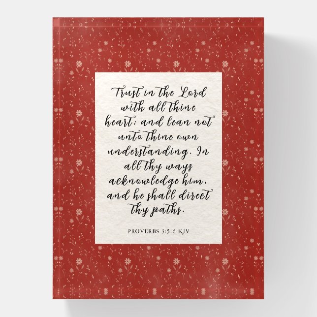 Proverbs 3:5-6 KJV Bible Verse Image  Paperweight (Vertical)