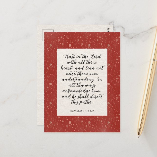 Proverbs 3:5-6 KJV Bible Verse Image  Postcard (Front/Back In Situ)