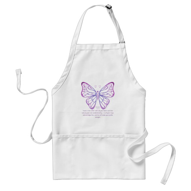 Proverbs 3:5,6 Scripture Inspiration Butterfly Adult Apron (Front)