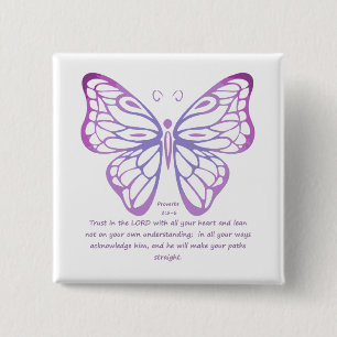 Proverbs 3:5,6 Scripture Inspiration Butterfly Button