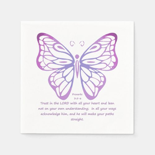 Proverbs 356 Scripture Inspiration Butterfly Paper Napkins