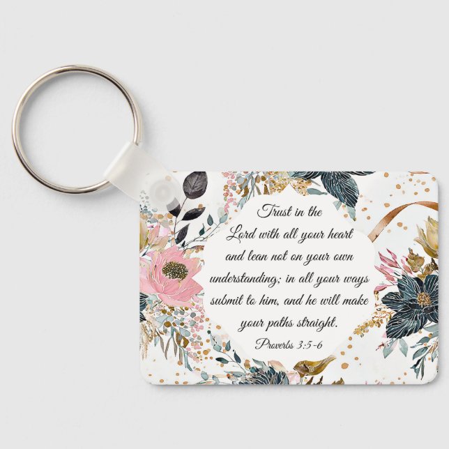 Proverbs 3:5-6 Trust in the Lord Bible Verse  Keychain (Back)