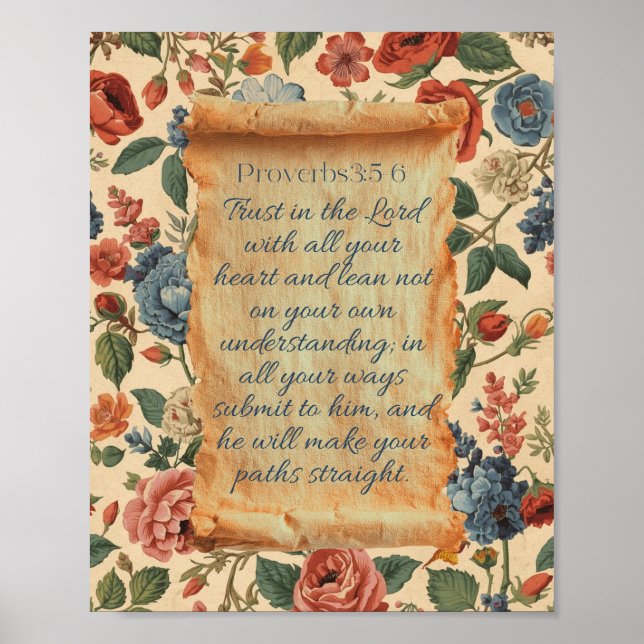 Proverbs 3:5–6 Trust in the Lord Bible Verse  Poster (Front)