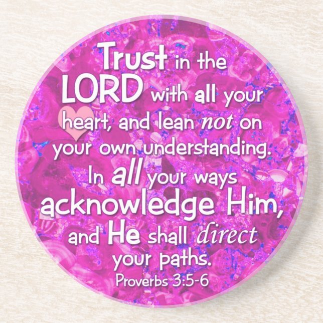 Proverbs 3:5-6 Trust in the Lord Bible Verse Quote Coaster (Front)