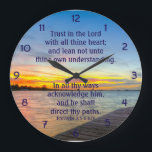 Proverbs 3:5-6 Trust in the LORD Christian Large Clock<br><div class="desc">This item features the verse from Proverbs 3:5-6 "Trust in the Lord with all thine heart; and lean not unto thine own understanding. In all thy ways acknowledge him,  and he shall direct thy paths."</div>