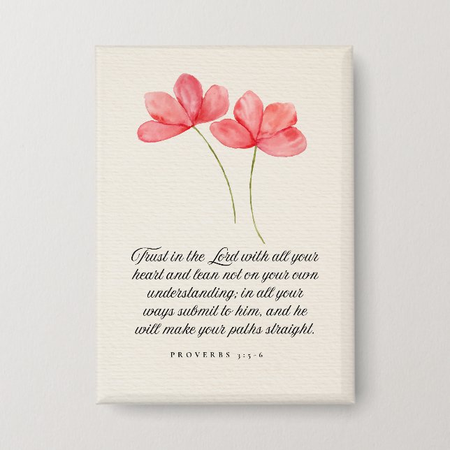 Proverbs 3:5–6 Trust in the Lord Pink Floral Button (Front)