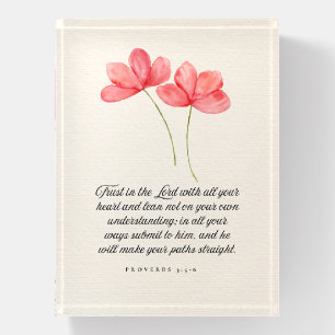 Proverbs 3:5–6 Trust in the Lord Pink Floral Paperweight