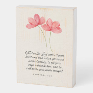 Proverbs 3:5–6 Trust in the Lord Pink Floral Wooden Box Sign