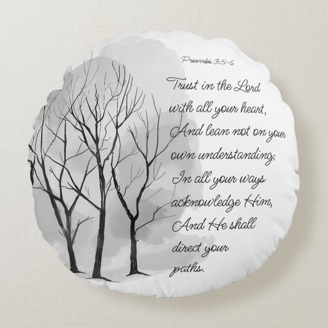Proverbs 3:5-6 Trust in the Lord Round Pillow (Front)