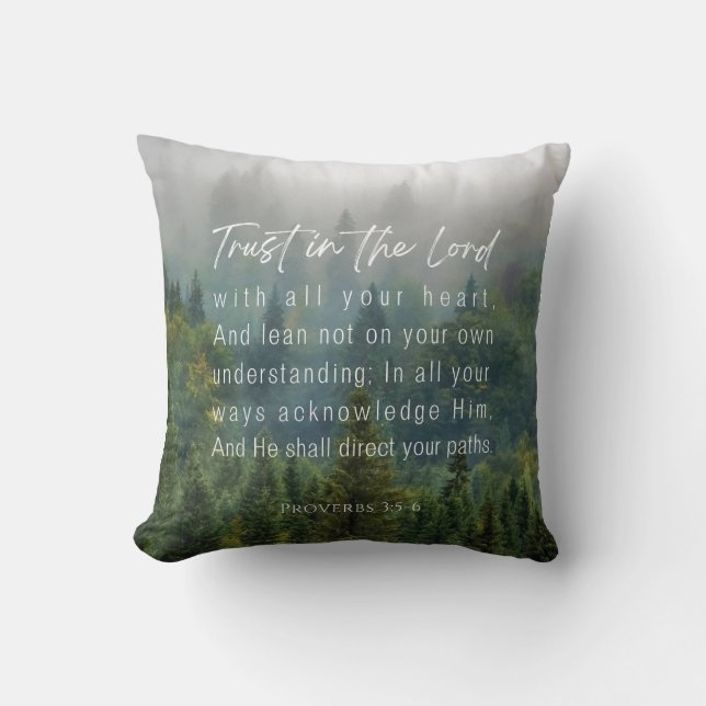 Proverbs 3:5-6 Trust in the Lord Throw Pillow (Front)