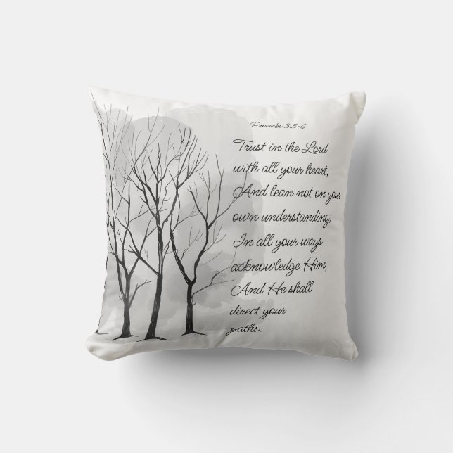 Proverbs 3:5-6 Trust in the Lord Throw Pillow (Front)