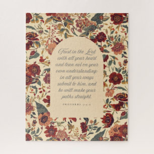 Proverbs 3:5–6 Trust in the Lord Vintage Floral Jigsaw Puzzle