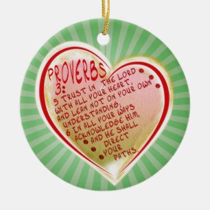 PROVERBS 3:5-6 TRUST IN THE LORD W ALL YOUR HEART CERAMIC ORNAMENT