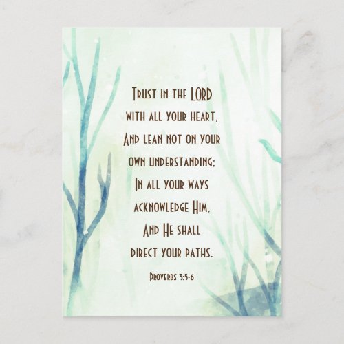 Proverbs 35_6 Trust the Lord with all Your Heart Postcard