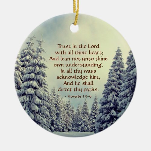 Proverbs 35_6 Winter Scene Personalized Ceramic Ornament