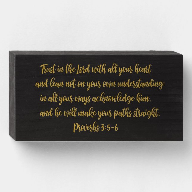 Proverbs 3:5-6 wooden box sign (Front Horizontal)