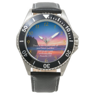 Proverbs 3:5 beautiful Ocean and the Sky Large Cl Watch