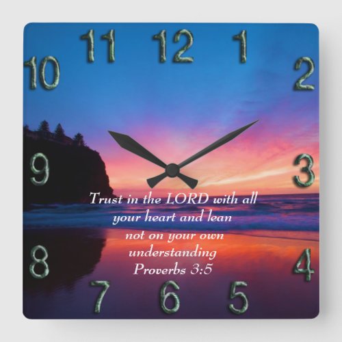 Proverbs 35 beautiful Ocean and the Sky  Square Wall Clock