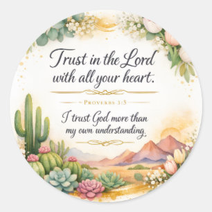 Proverbs 3:5 Bible Verse, Messianic Jewish Decor, Classic Round Sticker