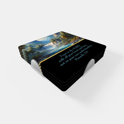 Proverbs 35 Christian Faith moutain lake  Coaster Set