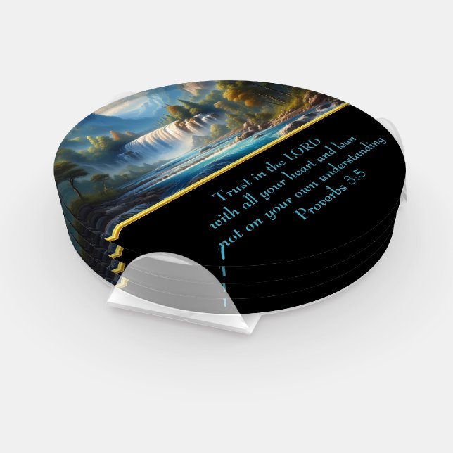 Proverbs 3:5 Christian Faith moutain lake  Coaster Set (Set)