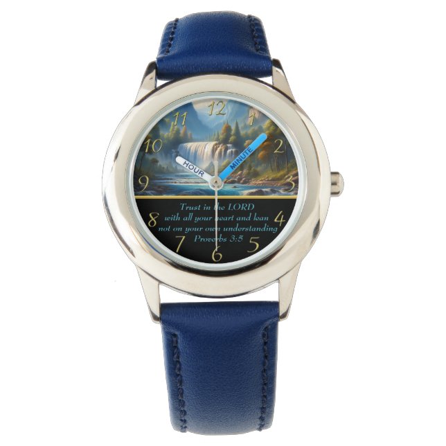 Proverbs 3:5 Christian Faith moutain lake  Watch (Front)