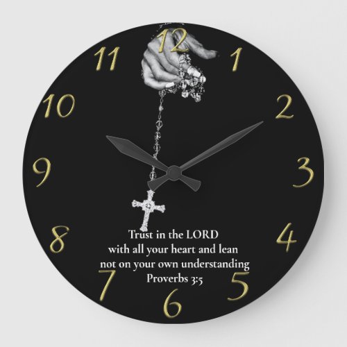 Proverbs 35 hand holding cross  large clock