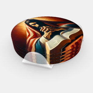 Proverbs 3:5 holy bible with hands  coaster set