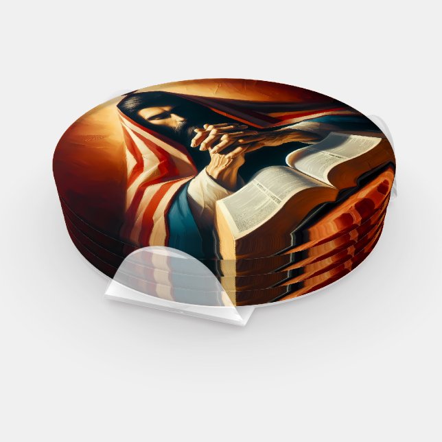 Proverbs 3:5 holy bible with hands  coaster set (Set)