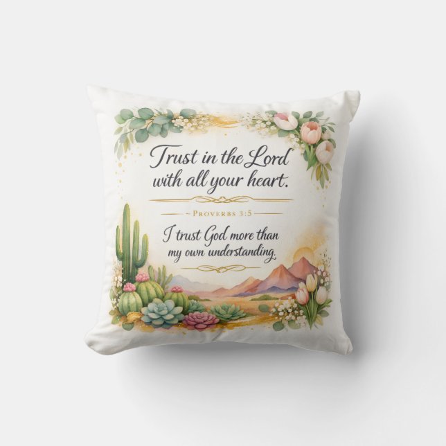 Proverbs 3:5, Messianic Jewish Decor, Bible Verse Throw Pillow (Front)