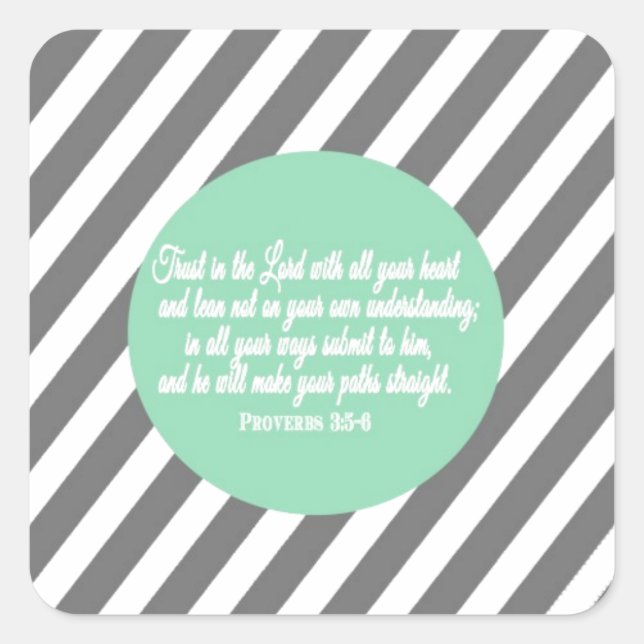 Proverbs 3:5 Modern Style Religious Bible Verse Square Sticker (Front)