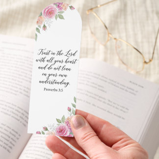 Proverbs 3:5 Script Bookmark - Floral Bible Gift