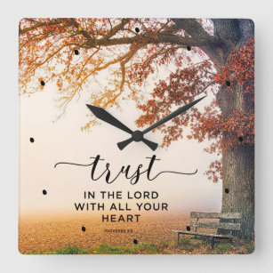Proverbs 3:5 Trust in the Lord with all your Heart Square Wall Clock