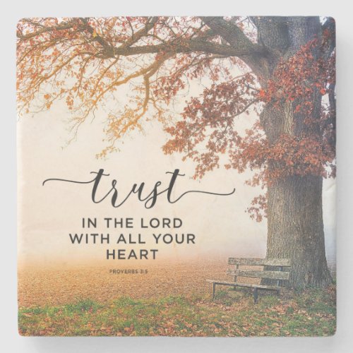Proverbs 35 Trust in the Lord with all your Heart Stone Coaster