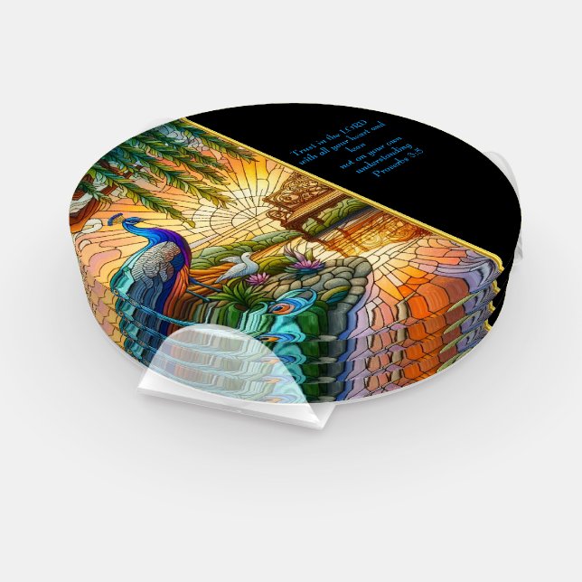 Proverbs 3:5 White Church  Coaster Set (Set)