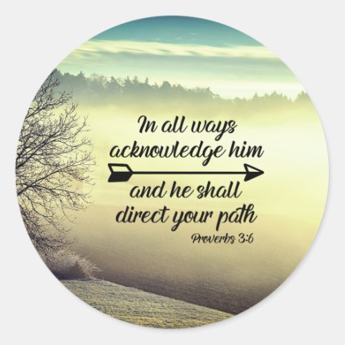 Proverbs 36 He shall direct your path Bible Verse Classic Round Sticker