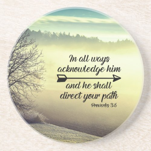 Proverbs 36 He shall direct your path Bible Verse Coaster