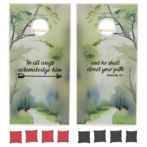 Proverbs 36 He shall direct your path Bible Verse Cornhole Set