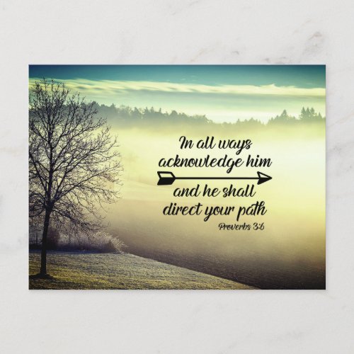 Proverbs 36 He shall direct your path Bible Verse Postcard