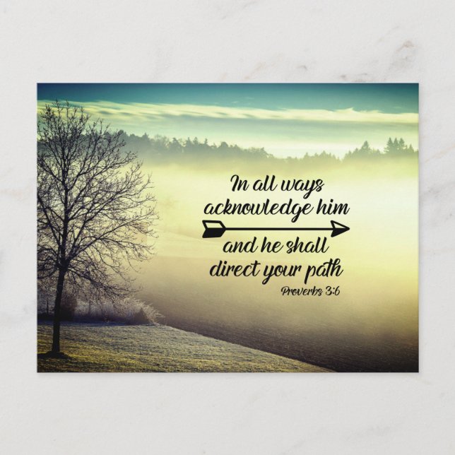 Proverbs 3:6 He shall direct your path Bible Verse Postcard (Front)