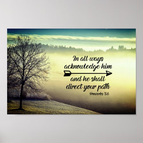 Proverbs 36 He shall direct your path Bible Verse Poster