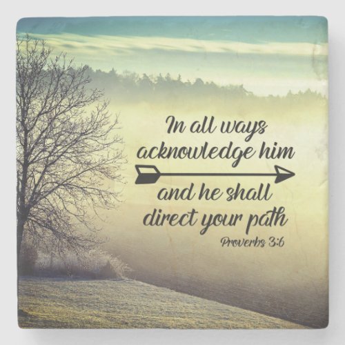 Proverbs 36 He shall direct your path Bible Verse Stone Coaster