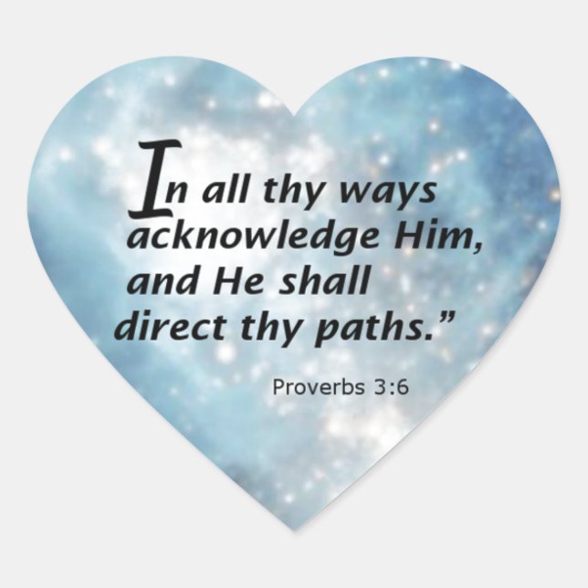 Proverbs 3:6 heart sticker (Front)