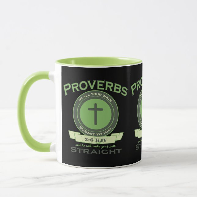 Proverbs 3:6 KJV Bible Verse Two-Tone Mug (Left)