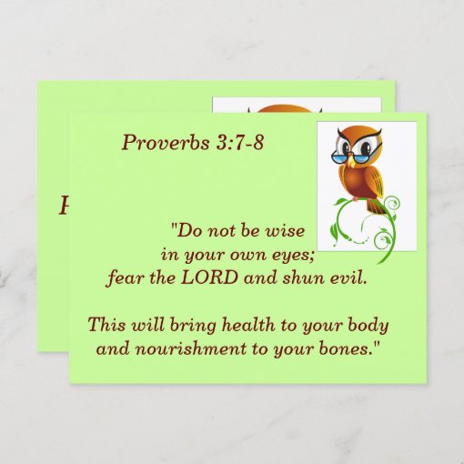 Proverbs 3:7-8 Bible Verse Memory Card | Zazzle