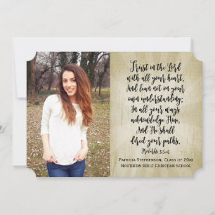 Proverbs 3 Christian Bible Verse Photo Graduation Invitation