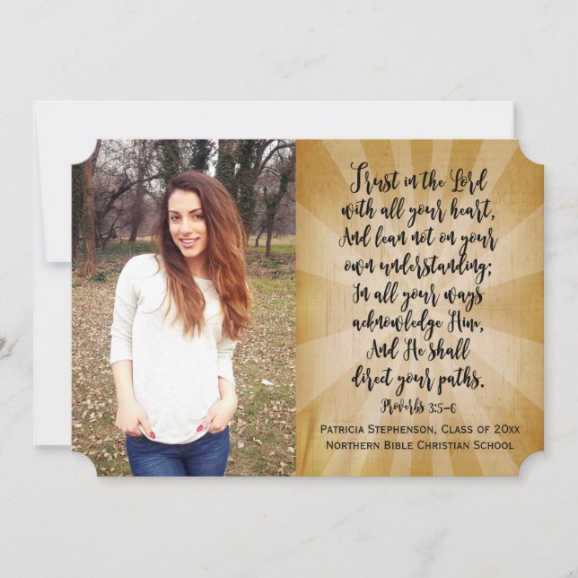 Proverbs 3 Christian Bible Verse Photo Graduation Invitation (Front)