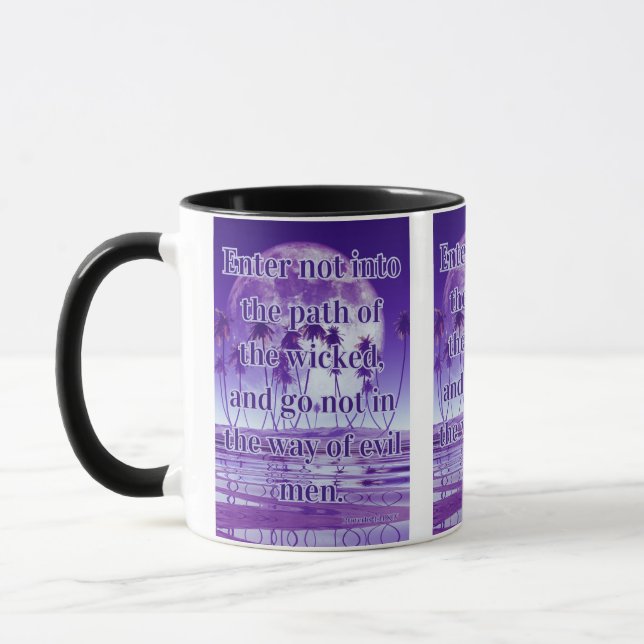 Proverbs 4:14 KJV Bible Verse Pic Two-Tone Mug (Left)