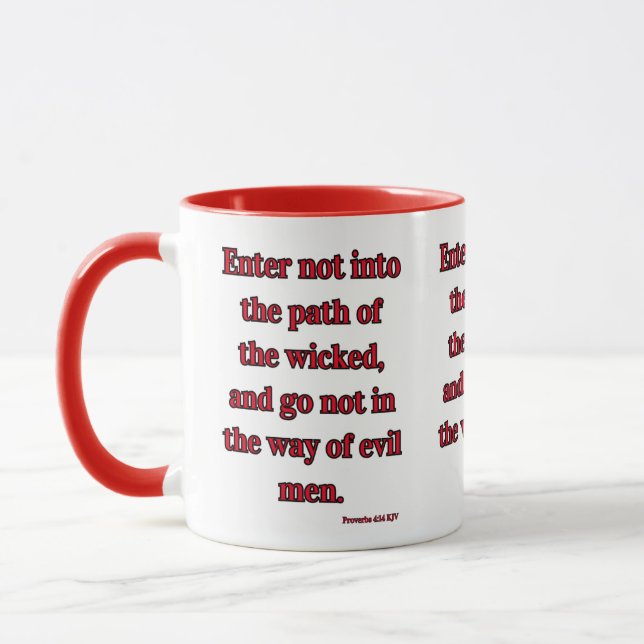 Proverbs 4:14 KJV Bible Verse Two-Tone Mug (Left)