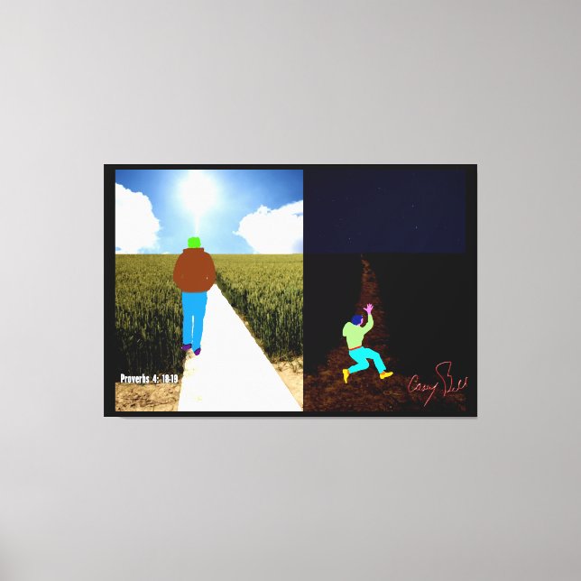 Proverbs 4:18-19 Art Canvas Print (Front)